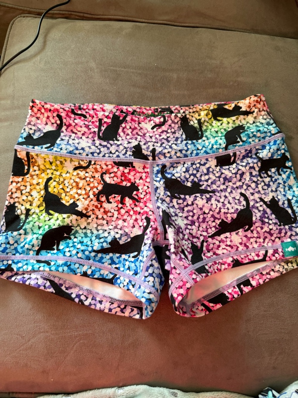 Wodbottom Rainbow Cat Print Athletic Shorts